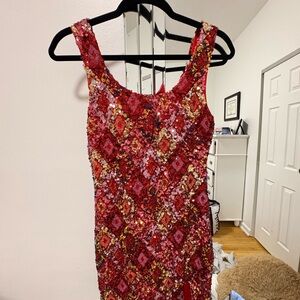 Vibrant Red Sequin Mini Dress